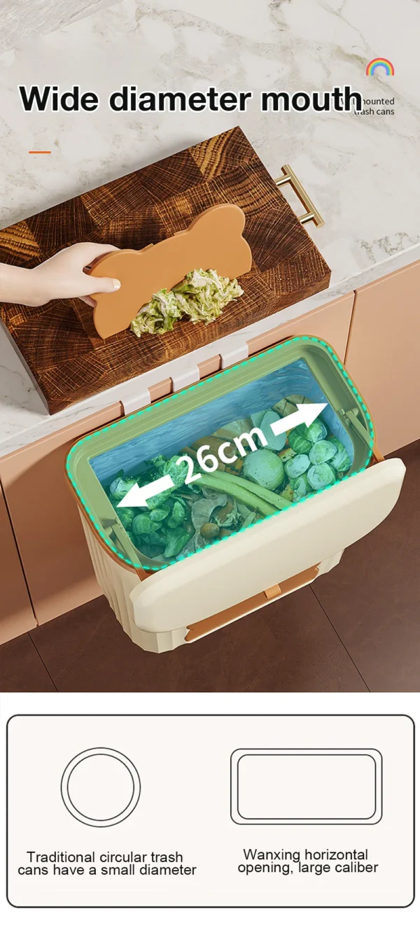 8.5/12L Kitchen Wastebasket Wall Mounted Trash Can With Lid Bathroom Trash Bin Garbage Can for Cabinet Under Sink Recycling Bin