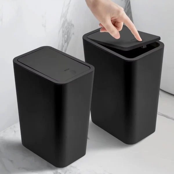 Saa0d3a207648480b889902960bf5c811k.webp Bathroom Trash Can-10L Small Garbage Can with Press Top Lid for Toilet,Bedroom,Living Room – Plastic Wastebasket with Pop-up Lid
