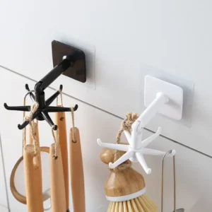 Saa95960c9502439e99c92b929f745f4en.webp Creative Kitchen Organizer Swivel Hooks Hole-Free Multifunctional Rotatable Dual-Use Hooks for Utensils And Pots