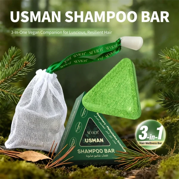 120g Usman Grass & Platycladus Shampoo Soap Strengthen Hair Root Growth Shampoo Bar Natural Herbal Hair loss treatment Hair Care