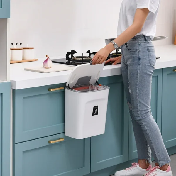 Sad455c0a2ad74c71a72ae548a3dca824q.webp 7/9L Wall Mounted Trash Can Household Galley Waste Bin Hanging Bathroom Trash Can With Lid Food Garbage Bin Kitchen Accessories