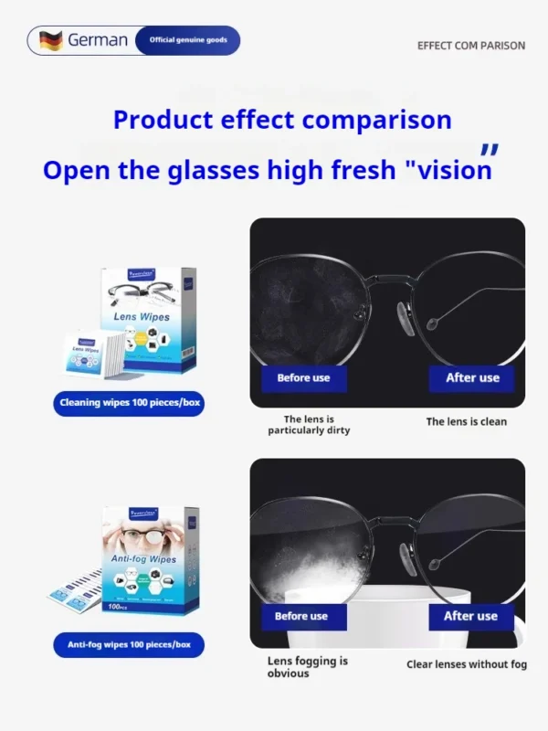 Sae51d52356064aa794bfb2ceb3acbf53v.webp 100pcs Eyeglasses Polishing Cleaner Lens Wipes Microfiber Glasses Cleaning Cloth Disposable Wet Tissue Wipes German Standards