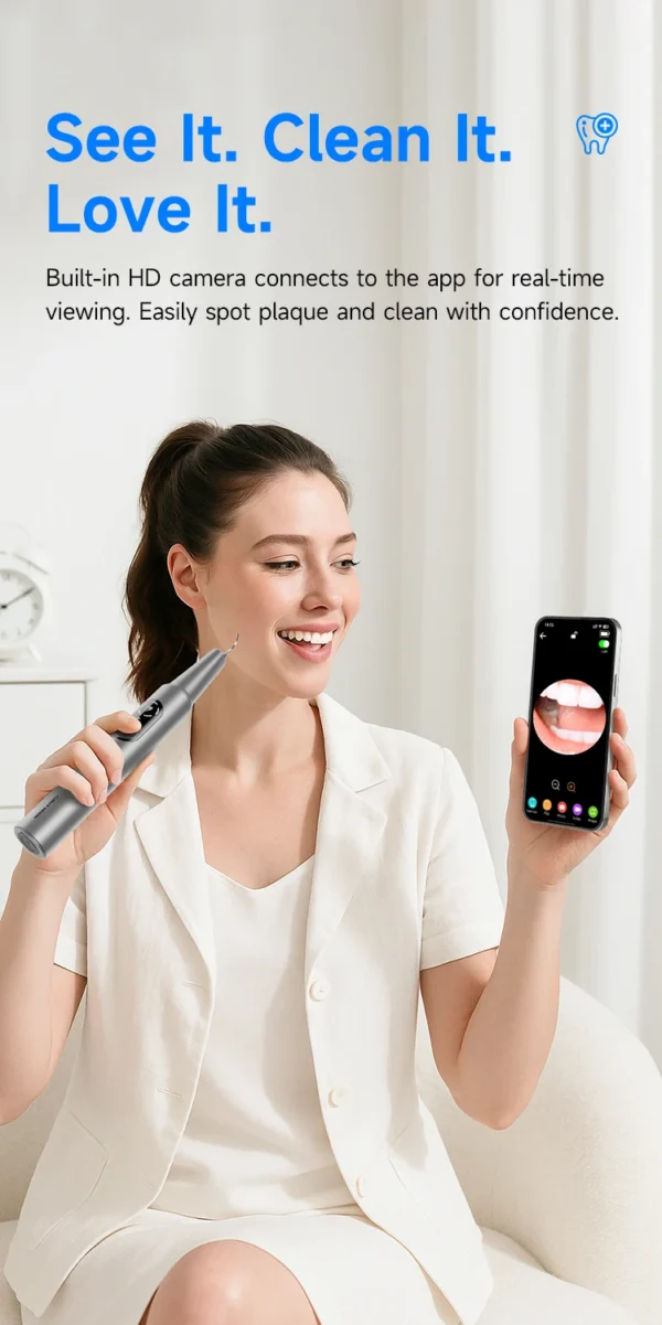 Sbae0d8dea90a4db3a44329903fe2e5eaH.webp Visible Ultrasonic Dental Scaler Tartar Remover 5 modes with LED Light Household Teeth Cleaning Tools Dental Cleaner Oral Care