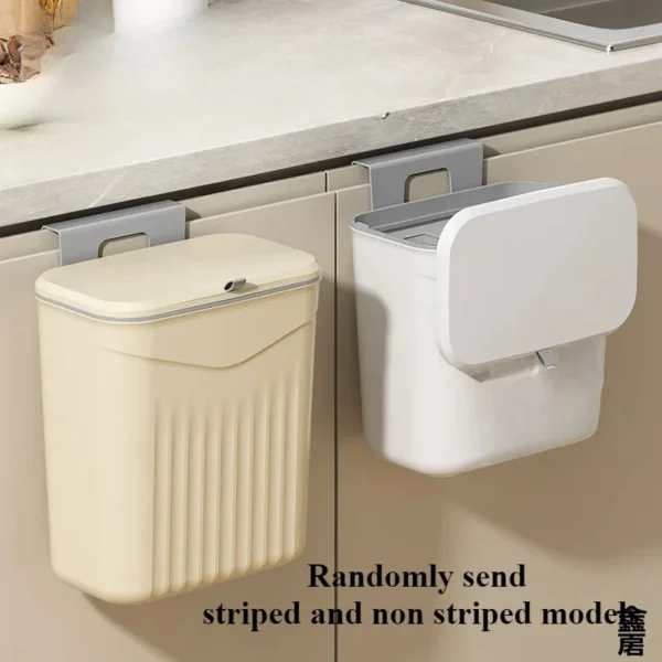 White Wall-Mounted Trash Bin for Kitchen Space-Saving Plastic Garbage Storage Container