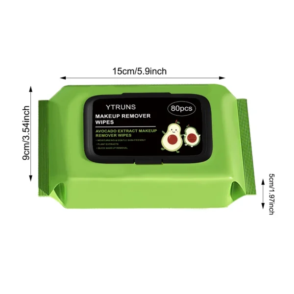 Sc20a46fc3ff241a997192c6155059e91F.webp 80 PCS Avocado Scented Makeup Removing Wipes - Deep Cleansing, Travel-Friendly, Single-Use