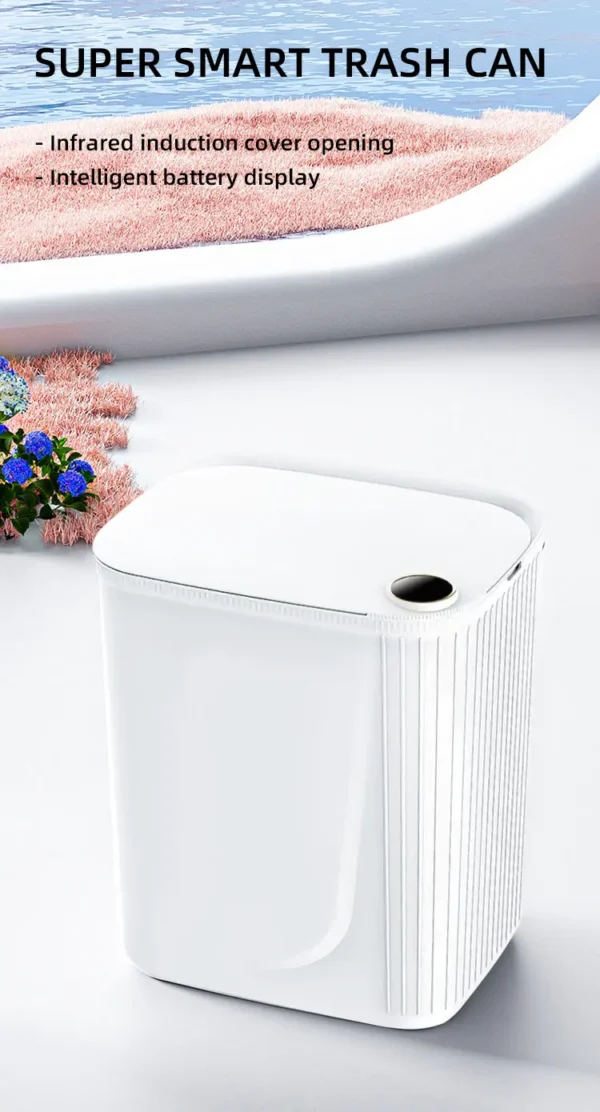 Sc424d7b28e95464b9d71a254110d124eO.webp 20L Smart Sensor Trash Can With Display Type-C Recharging Automatic Wastebin For Bathroom Kitchen Toilet Wastebasket Smart home