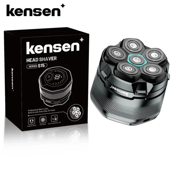 KENSEN Electric Head Shavers for Bald Men 6D Magnetic Razor Beard Trimmer USB Rechargeable LED Display Waterproof Beard Shavers