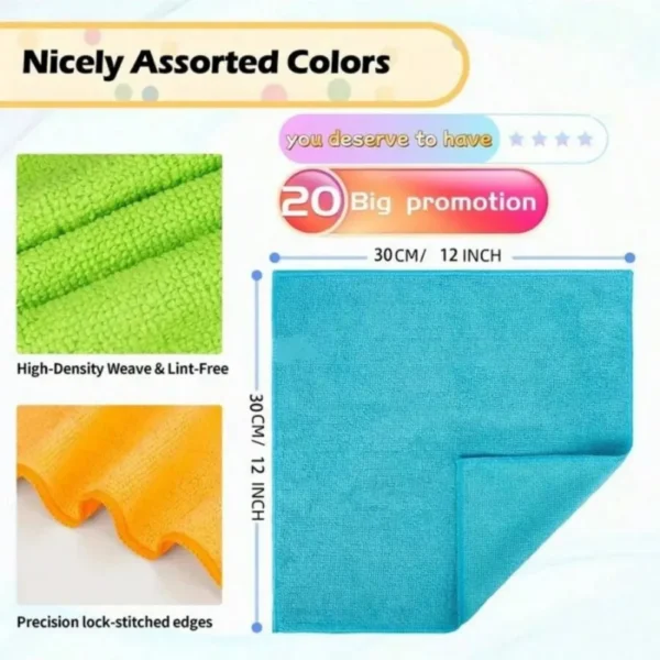 1/3/5/10Pcs Microfiber Cleaning Cloth Set Multi-color Soft Quick-drying Absorbent for Kitchen Bathroom Hotel Home Cleaning