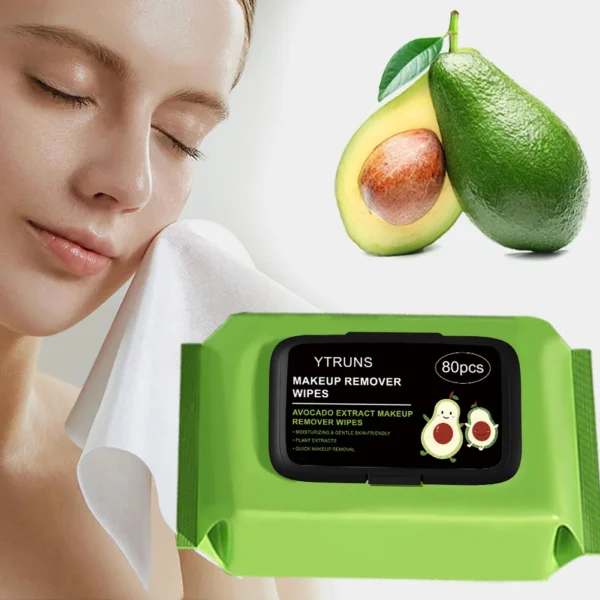 Sca64096fadae4ca9a1467cce05df3fd1F.webp 80 PCS Avocado Scented Makeup Removing Wipes - Deep Cleansing, Travel-Friendly, Single-Use