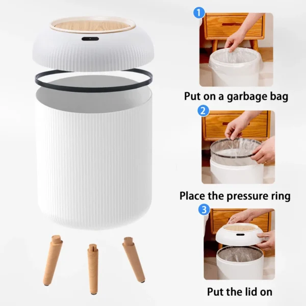 Sce1501379f554f54bab5f02b9ec26e95u.webp Automatic Trash Can with Lid, Small Plastic Smart Trash Can, Motion Sensor Trash Can for Bedroom, Bathroom, Kitchen, Office