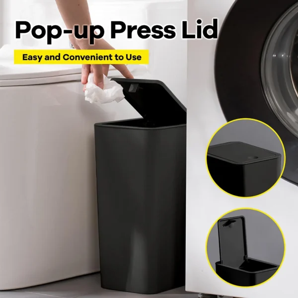 Sd0e99cc53f84400292567ca618c4f14aZ.webp Bathroom Trash Can-10L Small Garbage Can with Press Top Lid for Toilet,Bedroom,Living Room – Plastic Wastebasket with Pop-up Lid