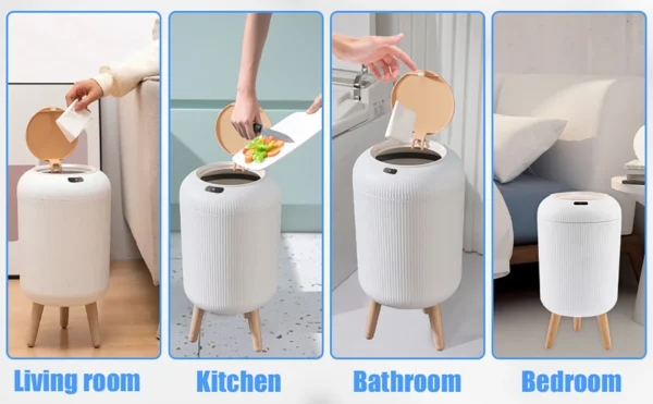 Sd12c5eba739348c1a3f4a625514e3a24d.webp Automatic Trash Can with Lid, Small Plastic Smart Trash Can, Motion Sensor Trash Can for Bedroom, Bathroom, Kitchen, Office