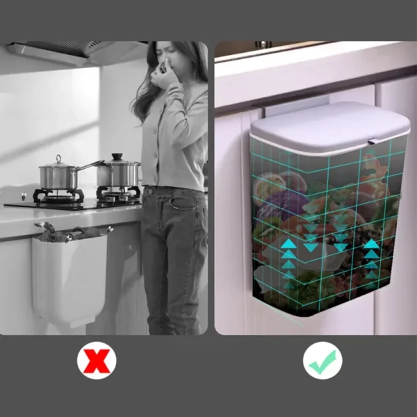 Sd1bf11970d4f40b4a0386aaf5ff1dc1ad.webp 7/9L Wall Mounted Trash Can Household Galley Waste Bin Hanging Bathroom Trash Can With Lid Food Garbage Bin Kitchen Accessories