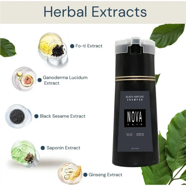 Sd6d7c062163f43da92256d7fad2b3d768.webp Nova Hair Dyeing 3-in-1 Hair Care Shampoo Natural Fast White Hair Dyed Black Hair Dye Lasting Convenience Men Women Hair Care
