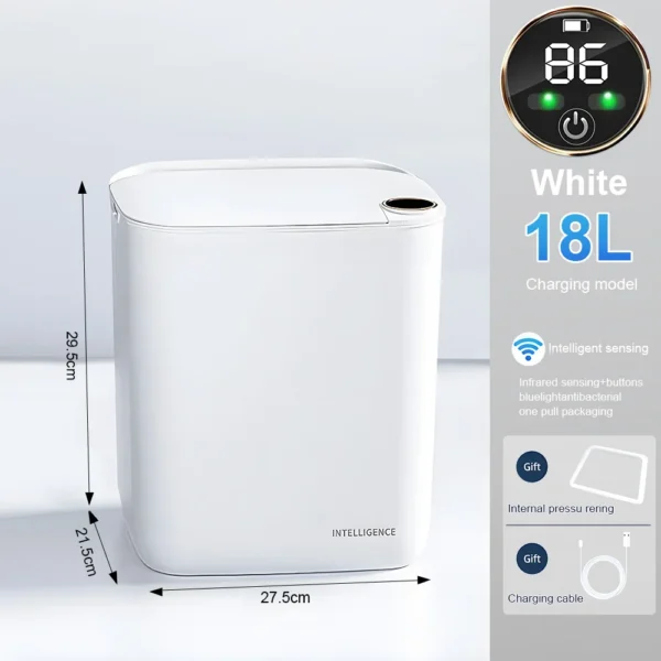 Sd6eaf4a464074123bc30ef05cf7c2b350.webp 20L Smart Sensor Trash Can With Display Type-C Recharging Automatic Wastebin For Bathroom Kitchen Toilet Wastebasket Smart home