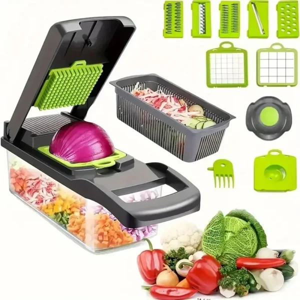 16in1 Multifunctional Vegetable Cutting Artifact Kitchen Dice Cutter Plinter Silk Wiper Kit Fruit Slicer Potato Shredder