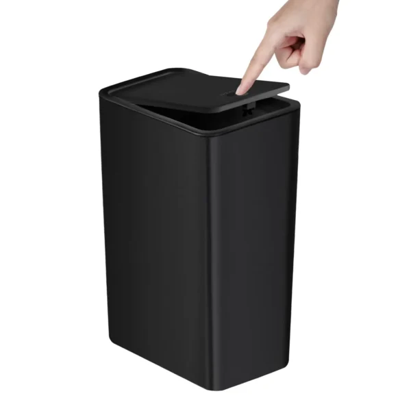 Sd75fa4f3904c4dbe8248b5ee1081d05cF.webp Bathroom Trash Can-10L Small Garbage Can with Press Top Lid for Toilet,Bedroom,Living Room – Plastic Wastebasket with Pop-up Lid