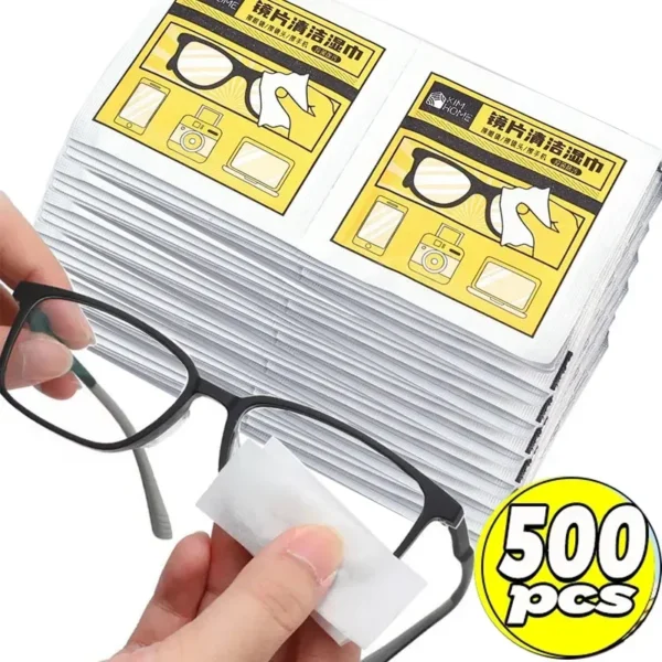 Sdc844a651316426e963db79a7925e25eI.webp 10/500pcs Anti Fog Cleaning Wet Wipes Disposable Glasses Phone Lens Screen Wipes Non Scratch Optical Cloth Individually Wrapped