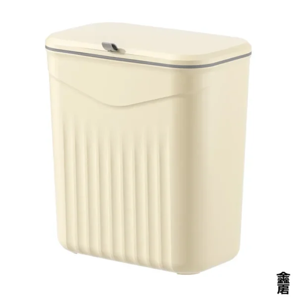 White Wall-Mounted Trash Bin for Kitchen Space-Saving Plastic Garbage Storage Container