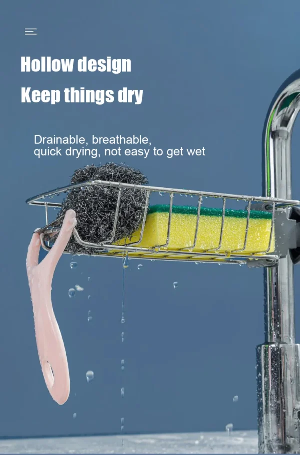 1PC Kitchen Sink Drain Holder Adjustable Height Flexible and Rotatable Hanging Faucet Rack  Suitable for Soap Sponges Brushes