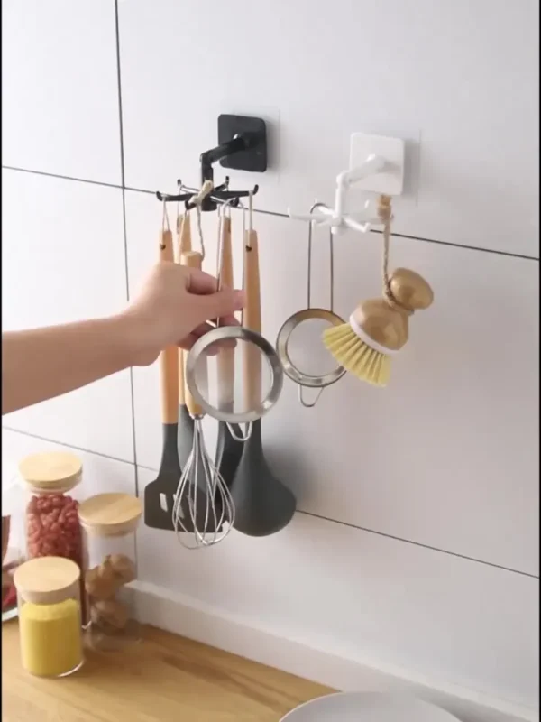 Se2175507e416443599fbd35fdf9e81f3e.webp Creative Kitchen Organizer Swivel Hooks Hole-Free Multifunctional Rotatable Dual-Use Hooks for Utensils And Pots