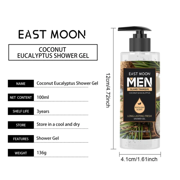 Se49cc9a8382441a5bd79a80f07655e6f0-2.webp Men's Eucalyptus Coconut Body Wash Deep Cleansing Shower Gel Refreshing Scent Long Lasting Fragrance Oil Control 100ml