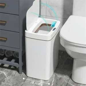 Se578869a24024dceb0b000757c7b000ay.webp White Touchless 15L Smart Sensor Trash Can – Electronic Bathroom Garbage Bin with Automatic Bagging, Smart Home Compatible