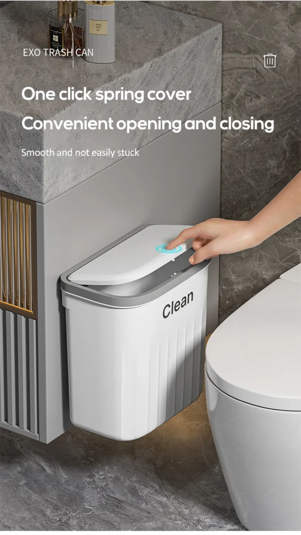 12/16L Press Type Wall Mounted Trash Can For Bathroom Toilet Garbage Bucket With Lid Kitchen Recycling Bin Hanging Wastebasket