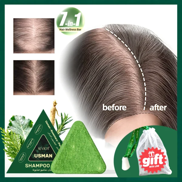 120g Usman Grass & Platycladus Shampoo Soap Strengthen Hair Root Growth Shampoo Bar Natural Herbal Hair loss treatment Hair Care