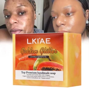 Se93096fcba07448cb962a3c1277004fcX.webp LKIAE Natural Carrot & Papaya Handmade Soap, Brightening, Clean Skin, Reduce Acne, Dark Spots, Face & Body Wash, 150g/3.53 oz