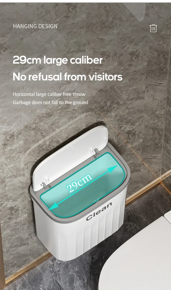 12/16L Press Type Wall Mounted Trash Can For Bathroom Toilet Garbage Bucket With Lid Kitchen Recycling Bin Hanging Wastebasket