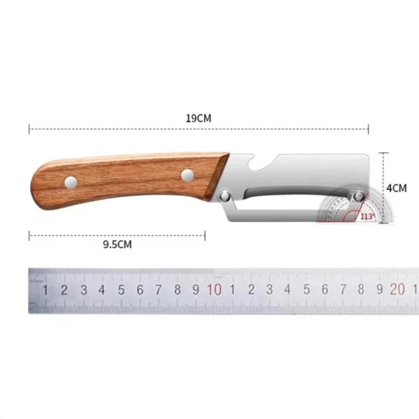 Sf84fba7def98490aa3dc797fd595e26aG.webp Stainless steel peeler with wooden handle for peeling and slicing fruits and vegetables | Durable and smooth operation