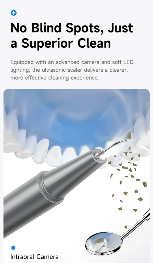 Sfcae4f1159c6467ea786bfa982988d8cB.webp Visible Ultrasonic Dental Scaler Tartar Remover 5 modes with LED Light Household Teeth Cleaning Tools Dental Cleaner Oral Care