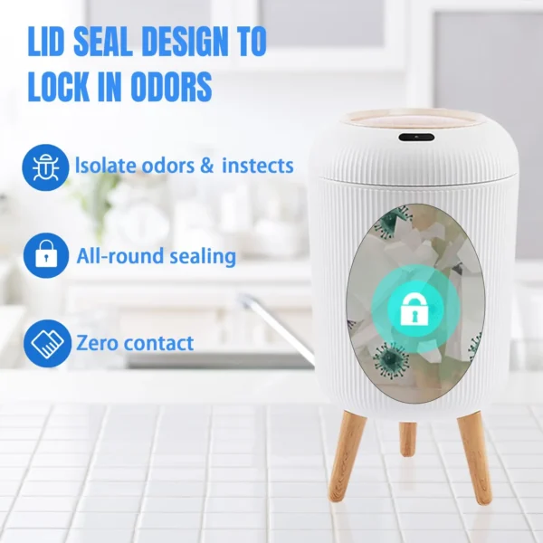 Sfcb5df709a14484b86fe9049642baebd5.webp Automatic Trash Can with Lid, Small Plastic Smart Trash Can, Motion Sensor Trash Can for Bedroom, Bathroom, Kitchen, Office