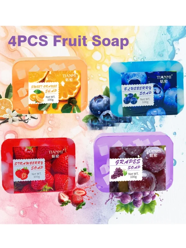 Sfcd518175f6a4733a9d3d4c3bbe44402I.webp 4PCS fruit jelly soap, deeply cleanses and removes makeup, bathes the whole body, moisturizes and nourishes