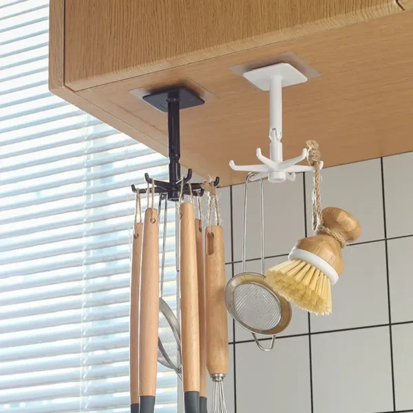 Sfd40d082caa341e9ab1e58708879bb94u.webp Creative Kitchen Organizer Swivel Hooks Hole-Free Multifunctional Rotatable Dual-Use Hooks for Utensils And Pots
