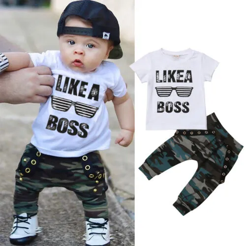 2Pcs Infant Baby Girl Boy Clothes Short Sleeve Cotton Tops T-shirt+Shorts Outfits Set Sportwear