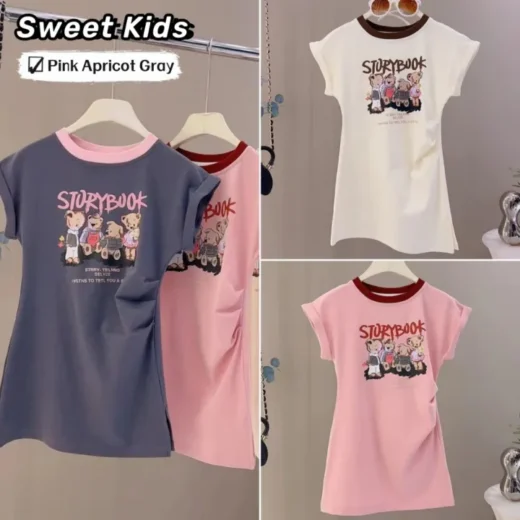 【Sweet Kids Deliver from Perak】gaun budak perempuan skirt lengan pendek comel musim panas baru,2-10 tahun