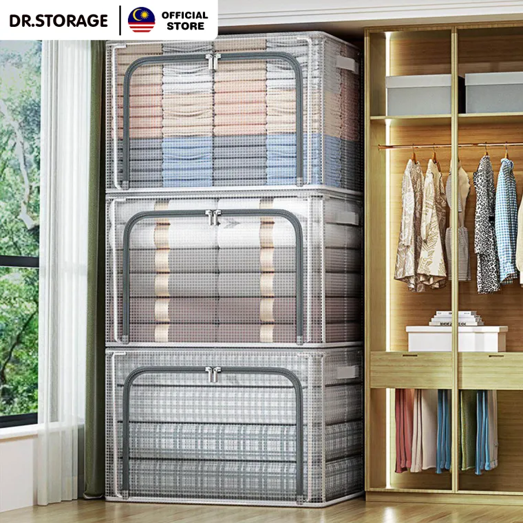 DR.STORAGE 24L/66L/100L Foldable Storage Box Container Storage Box Kotak Simpan Barang Bekas Simpan Barang 收纳箱
