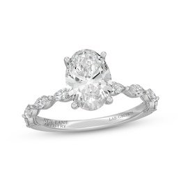 Diamond Engagement Ring 1/2 ct tw Emerald/Round 14K White Gold